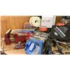 Image 3 : SHELF OF ASSORTED TOOLS, CLAMPS, STRAPS, VICE, INFLATABLE PRY BAR AND LEVELING TOOLS, HIGH SPEED