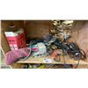 Image 1 : SHELF OF ASSORTED POWER TOOLS & ANGLE GRINDER STAND