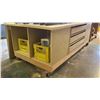 Image 1 : LARGE WOODEN MOBILE SHOP TABLE WITH SMALL MOBILE SHELVING UNIT