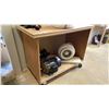 Image 2 : LARGE WOODEN MOBILE SHOP TABLE WITH SMALL MOBILE SHELVING UNIT