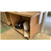 Image 4 : LARGE WOODEN MOBILE SHOP TABLE WITH SMALL MOBILE SHELVING UNIT