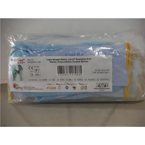 DOUZAINE DE GANTS EN NYLON ENDUITS DE NITRILE MAXIFLEX #34-824 TAILLE:XL