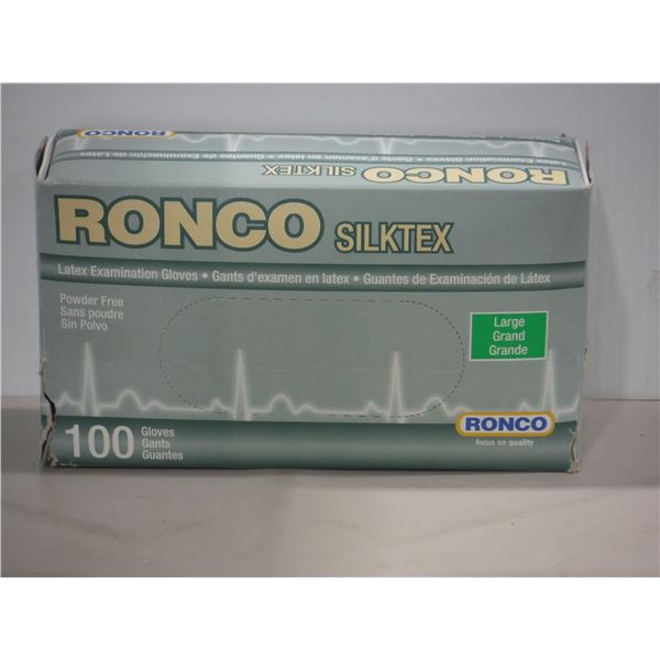 BOÎTE DE 100 GANTS D'EXAMEN SANS POUDRE RONCO SILKTEX #849 GR:GRAND EXP:2025-09