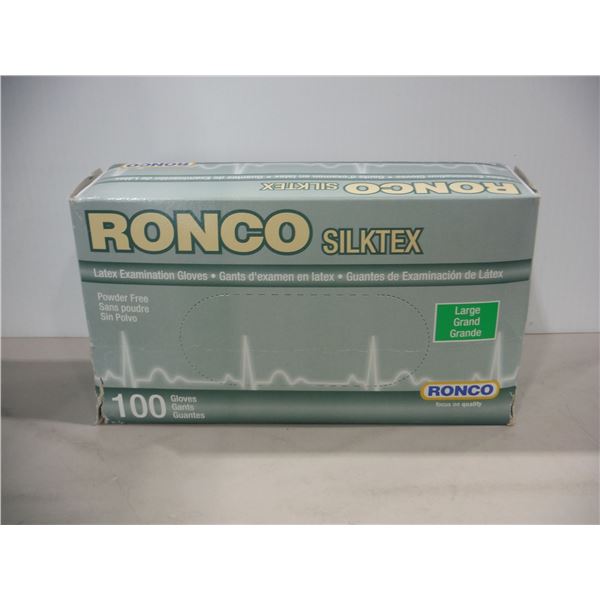 BOÎTE DE 100 GANTS D'EXAMEN SANS POUDRE RONCO SILKTEX #849 GR:GRAND EXP:2025-09