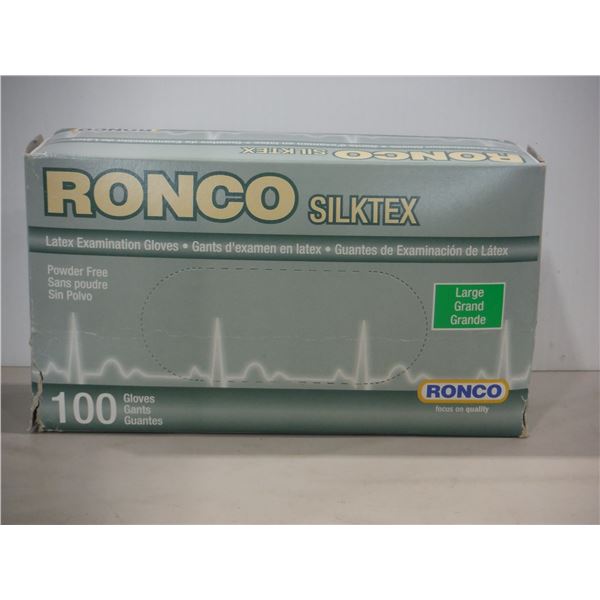 BOÎTE DE 100 GANTS D'EXAMEN SANS POUDRE RONCO SILKTEX #849 GR:GRAND EXP:2025-09