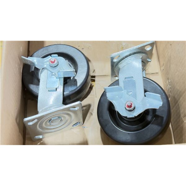 LOT DE 2 ROUES EN NYLON ROLLX 8" PIVOTANTES ET BLOCAGE DE ROUE