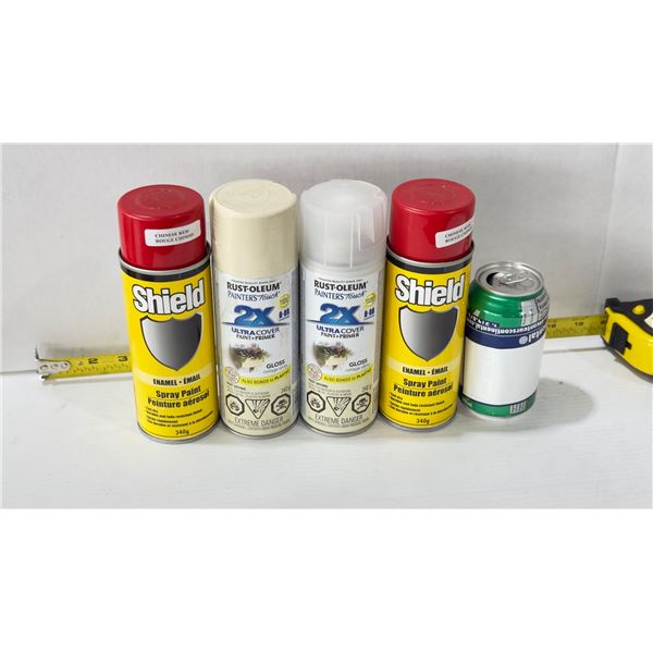 LOT DE 4 PEINTURES EN AÉROSOL ASSORTIES