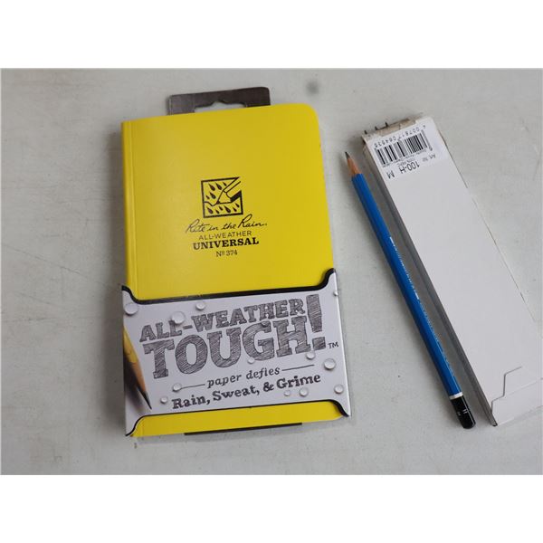 LOT DE 7 CARNETS RÉSISTANTS AUX INTEMPÉRIES ET 7 CRAYONS STAEDTLER H100