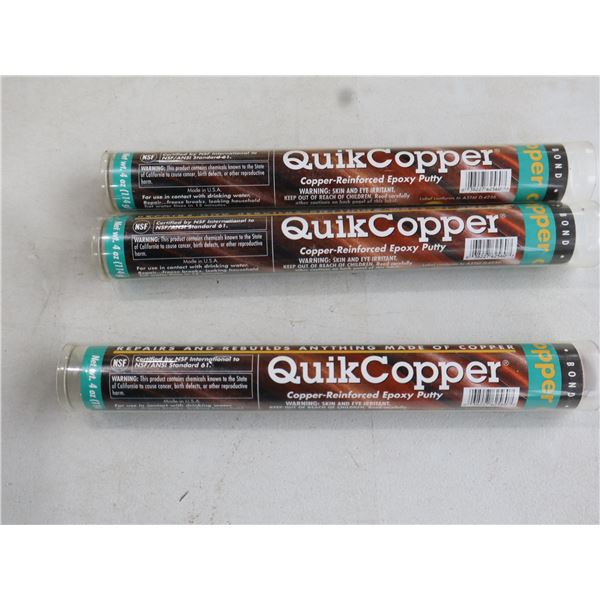 LOT DE 3 BÂTONS DE MASTIC RENFORCÉ AU CUIVRE QUIKCOPPER (114G)