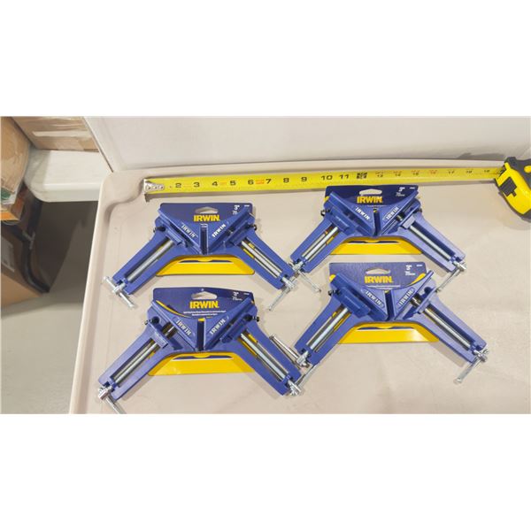 LOT DE 4 SERRE-JOINTS D'ANGLE LÉGERS IRWIN 3"