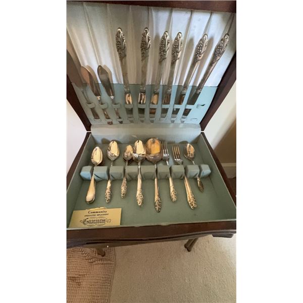 Community Silverplate Flatware Set in Wooden Case