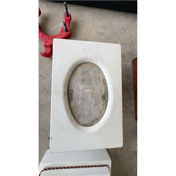 White Funeral Urn with Decorative Rope and Window Insets