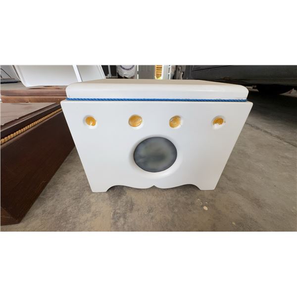 White wooden urn