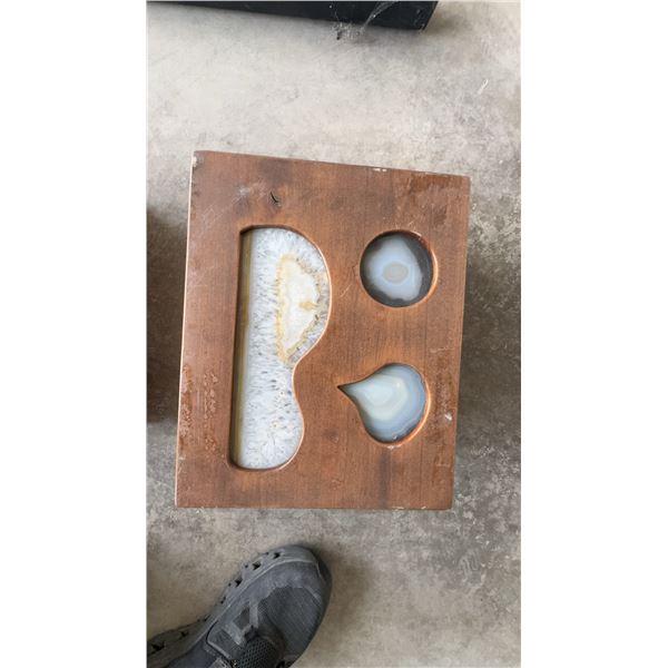 Wooden Decorative urn With Agate and Quartz Inlays