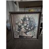 Image 2 : 48x48 Framed Floral Oil On Board Painting Signed Welly