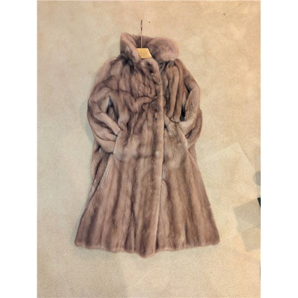 Budd's Furs Full-Length Mink Coat with Embroidered Lining