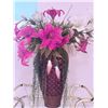 Image 4 : Gold-Tone Metal and Glass Two-Tier Bar Cart with Large Vase and Artificial Flowers