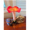 Image 2 : Murano Art Glass Vase, Huichol Beaded Jaguar, Barometer
