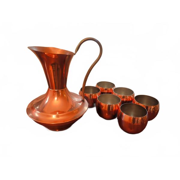 Coppercraft Guild Copper Pitcher and 6 Cups Set