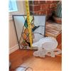 Image 2 : Stained Glass Floral Panel and Frosted Acrylic Ram Sculpture