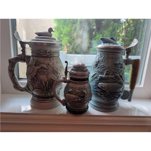 3 Avon Handcrafted Collectible Steins