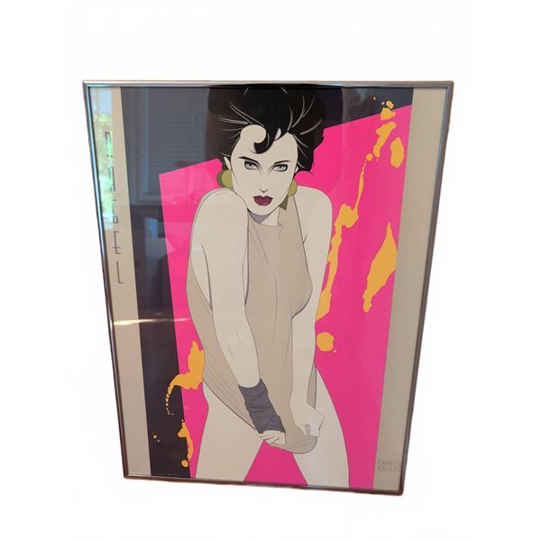 Patrick Nagel Framed Print with Glass, Chromed Metal Frame