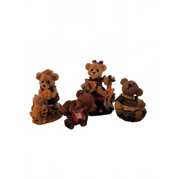 4 Bear-Themed Resin Figurines