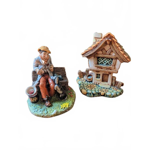 Pendelfin Cobble Cottage and Hunstman Stoneware Figurines