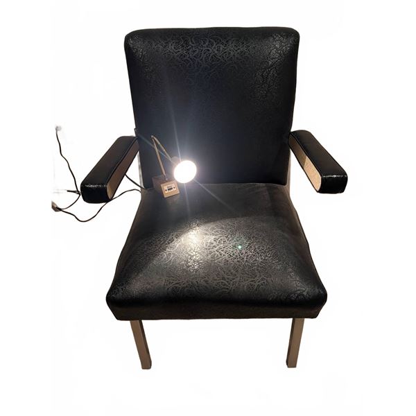 Diax Lamp with Black Vinyl and Metal Armchair