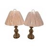 Image 1 : Brass Table Lamps with Pleated Shades