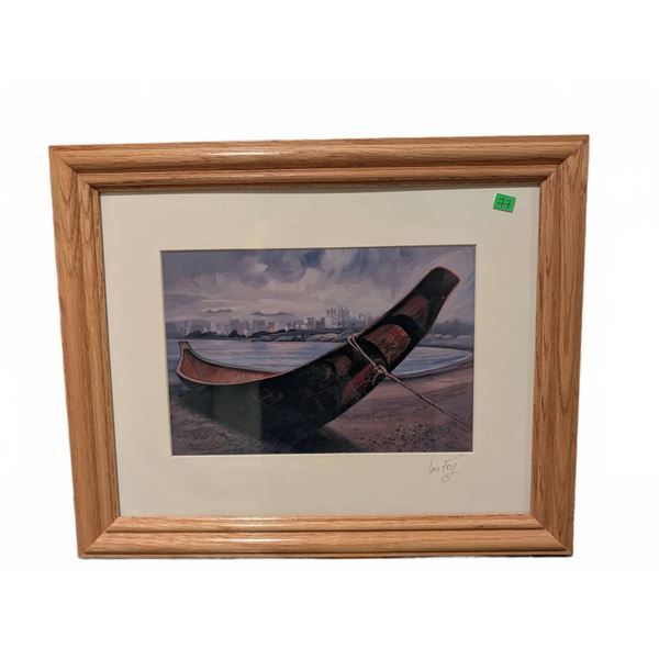 Framed Signed Oil On Board Inuit Art