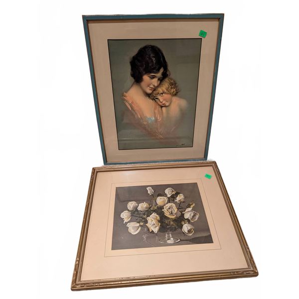 Framed Prints: 1929 Brown & Bigelow and Still Life Roses