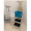 Image 1 : Laundry Room Utility Lot With Ladder, Mop, Bins, and Ironing Board
