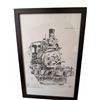 Image 1 : The Iron Horse Pen Drawing Signed 2002 Framed 16x12 in