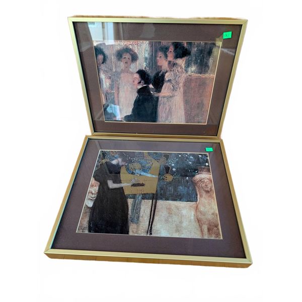 Framed Prints After Gustav Klimt, 11x13 Inches Each