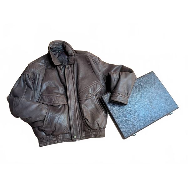Moores Luxury Leather Men's Jacket Size L with Samsonite Briefcase
