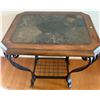 Image 2 : Square End Table with Slate Tile Top and Metal Base