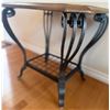 Image 4 : Square End Table with Slate Tile Top and Metal Base