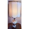 Image 1 : Ceramic Table Lamp with Ornate Metal Accents and Fabric Shade