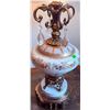 Image 5 : Ceramic Table Lamp with Ornate Metal Accents and Fabric Shade