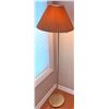 Image 4 : Brass Floor Lamp with Pleated Shade and Artificial Floral Arrangement