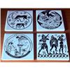 Image 5 : Greek Pottery Lot with Two Hand-Painted Vases, 24K Gold Decorated Vase, and Four Ceramic Tiles