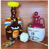 Image 1 : Rum Bottle Decanters and Resin Turtle Figurine