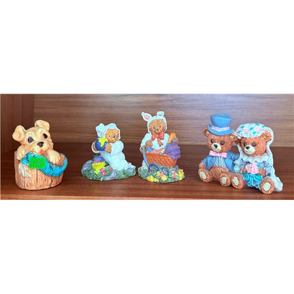 Resin Bear and Dog Figurines Group of Four