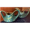 Image 2 : Cut Glass Decanter Set With Teal and Gold Creamer and Sugar Bowls
