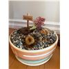 Image 3 : Large Decorative Vase, Potted Cactus, Pedestal Table, and Artificial Flower Arrangement