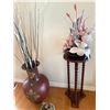 Image 4 : Large Decorative Vase, Potted Cactus, Pedestal Table, and Artificial Flower Arrangement