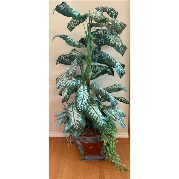 Tall Artificial Dieffenbachia Plant in Decorative Pot