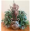 Image 1 : Decorative Ceramic Urn with Handles and Two Artificial Foliage Arrangements