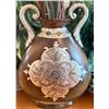 Image 2 : Decorative Ceramic Urn with Handles and Two Artificial Foliage Arrangements